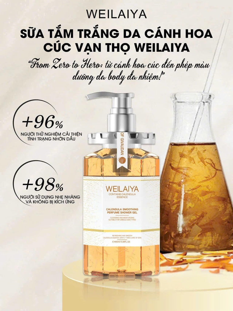 Sữa tắm trắng da cánh hoa cúc Calendula Weilaiya 450ml