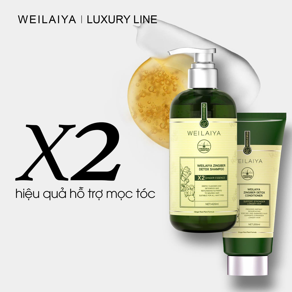 Bộ dầu gội gừng detox hỗ trợ mọc tóc Weilaiya Luxury 420mlx200ml