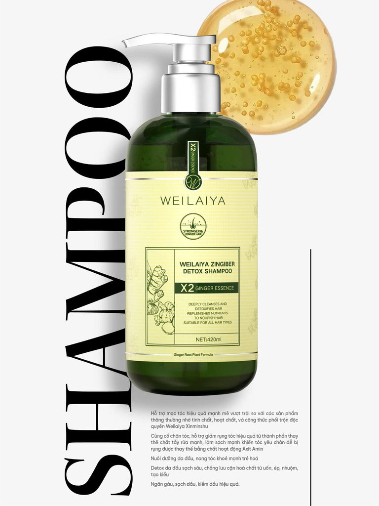 Bộ dầu gội gừng detox hỗ trợ mọc tóc Weilaiya Luxury 420mlx200ml