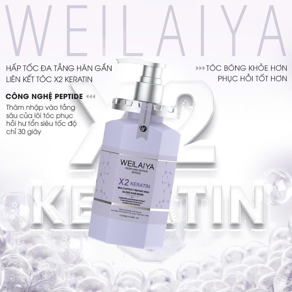 Hấp đa tầng phục hồi liên kết tóc Weilaiya X2 Keratin 450ml