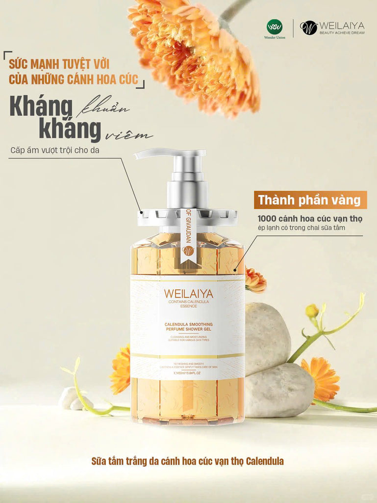Sữa tắm trắng da cánh hoa cúc Calendula Weilaiya 450ml